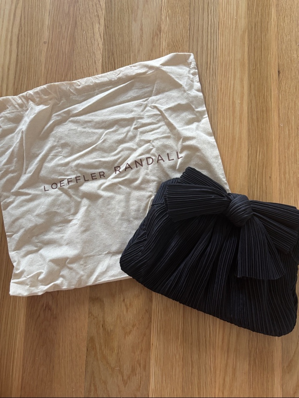 Loeffler Randall Black Pleated Bow Clutch